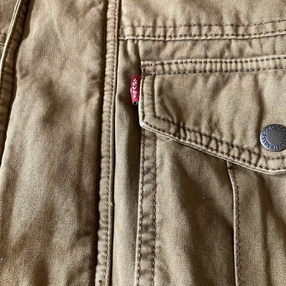 Levi's Jacket Mens XXL Brn Faux Fur Lined Hoodie Heavy Duty Field Barn Chore NEW - Picture 3 of 11